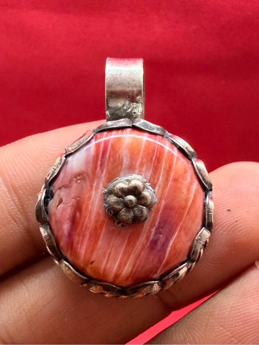 Rare Unique Beautiful Natural Banded Agate Stone Small Tibetan Sliver Tone Amule